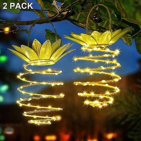 Lot de 2 lampes solaires étanches pour jardin extérieur, lanternes solaires suspendues (1/4)