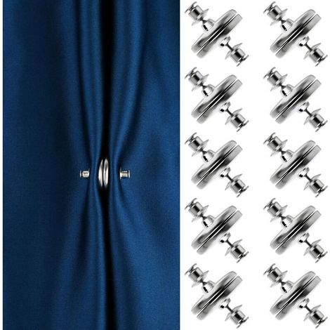 Juego de 10 pares de ganchos magnéticos de metal para cortinas, ideales para cerrar cortinas en el hogar, dormitorio, etc. - Crezuo (1/4)