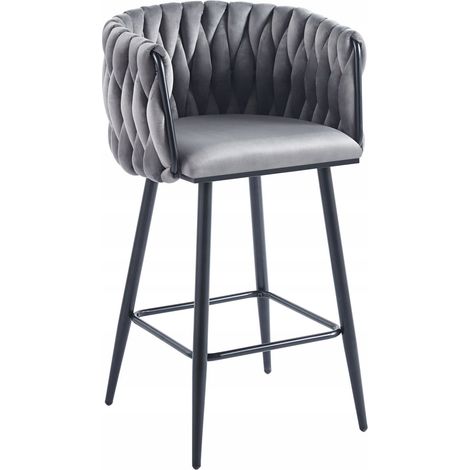 Taburete H7-FX de terciopelo gris (estructura negra) (1/5)