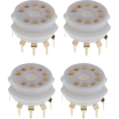 4 supports de tubes à vide en céramique à 9 broches plaqués or pour circuits imprimés (compatibles avec les modèles 12AX7 et 12AT7) (1/5)