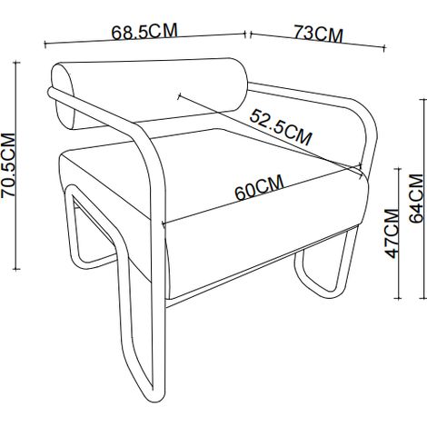 Chaise longue 68,5 x 73 x 70,5 cm velours côtelé, cadre métal noir design minimaliste. Confortable pour salon, chambre et bureau