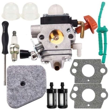 Kit de carburateur pour Sthil FS87 FS90 FS100 FS110 FS130 HL95 HL100 HT100 HT101 KM90 KM100 KM110 SP90 coupe-fil 4180-120-0610 remplacement avec filtre air Tournevis H677 (1/4)