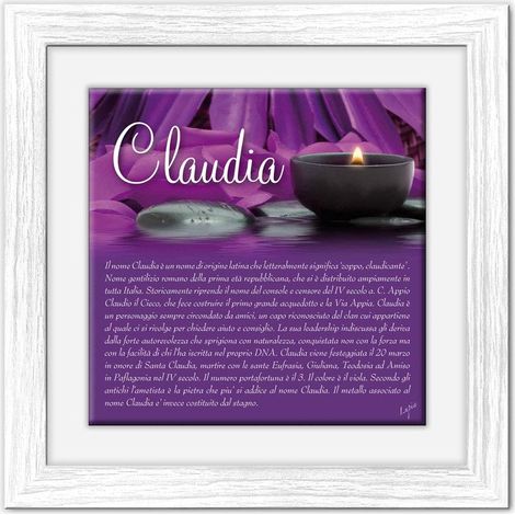 Lupia - Quadro mattonella Ceramica Modern White 29x29 cm con significato del nome Claudia