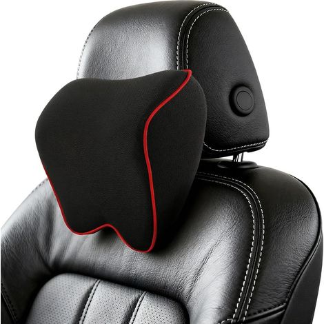 1pcs Coussin Appuie Tete Voiture, Appui Tete Voiture, Oreillers de Cou avec Mousse à Mémoire de Manchons Amovibles Respirables, Noir-B (1/5)