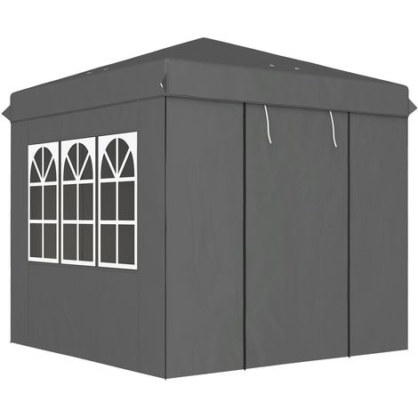Pavillon 2,5x2,5m, wasserabweisend Stabil Winterfest Pop-up Faltpavillon, UV Schutz 50+, Faltbar Partyzelt Gartenzelt mit 4 Seitenteilen Tasche Gartenpavillon für Camping Garten, Dunkelgrau