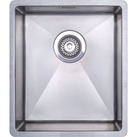Prima+ R10 Compact 1.0 Bowl Undermount/Inset Kitchen Sink with Waste Kit 440mm L x 380mm W - Stainless Steel (1/2)
