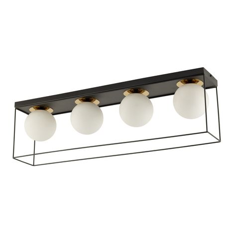 Plafonnier industriel noir/or 4 globes blancs G9 Sigma (1/2)