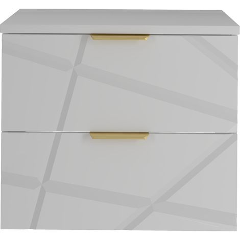 Meuble de salle de bain sous vasque suspendu avec plan RADOM 60 cm blanc mat