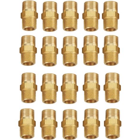 20 pezzi Raccordo a nipplo esagonale per tubi da 1/8 BSP a 1/8 BSP Connettore per rubinetto in ottone -Crezuo