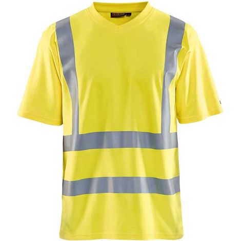 T-shirt de travail haute visibilité col V anti-UV 3380 - Jaune fluo M (1/4)