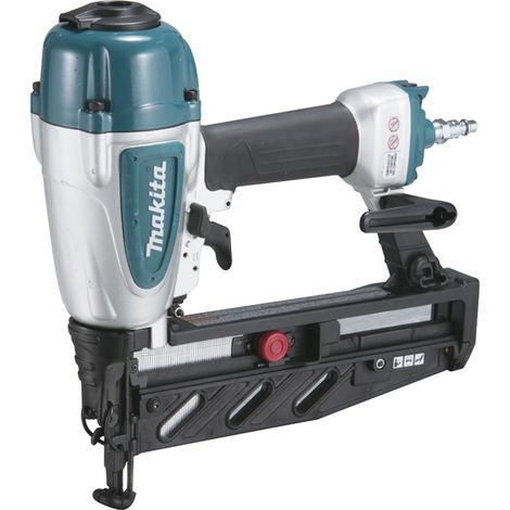 Makita – Cloueur pneumatique 8,3 bar 16 Ga 25 à 64 mm – Mécanisme anti-tir à vide – Profondeur réglable sans outil – Pour fixation corniches et lambris