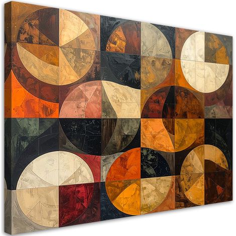 Quadro su tela, Cerchi geometrici astratti nei toni della terra, 60x40 (1/5)