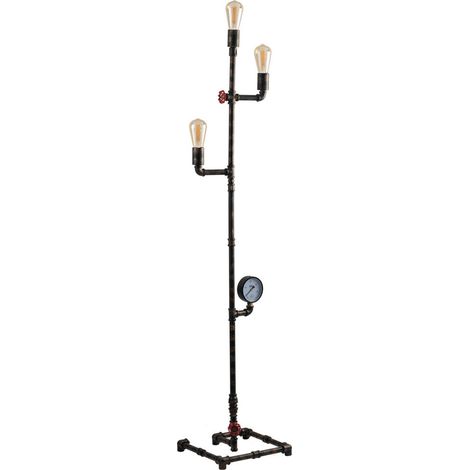 Stehlampe AMARCORD im Industriedesign Wasserrohr Optik, Rost (1/4)