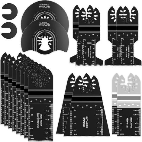 Lames de Scie Oscillante 18 pièces, Accessoires Universels pour Outil Multifonction pour Bois, Métal et Plastique, compatibles avec Fein, Dremel, Bosch, Makita, Dewalt et bien d'autres marques (1/5)