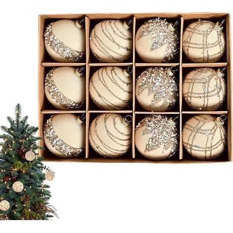 Decorative Shatterproof Balls, Christmas Tree Ornaments, Retro Christmas Tree Balls, Glitter Christmas Tree Balls, Velvet Christmas Tree Ornaments Set with Glitter for Holiday, Wedding, Decorations (1/5)