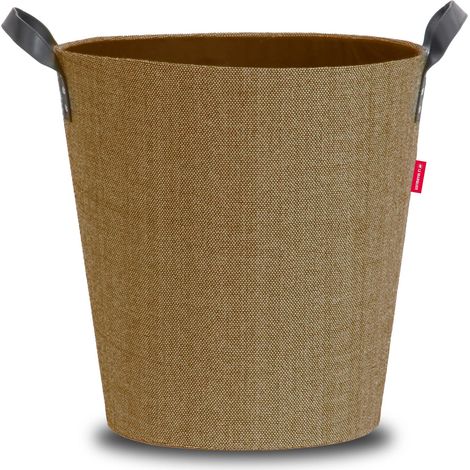 Le Marquier – Panier à bois rond sable 44x44x45 cm – Tenue rigide – Pour bûches jusqu'à 50 cm – Équipé de deux anses (1/2)
