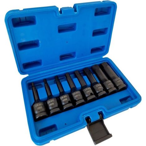 Set chiavi 8pz bussola a impatto esagonali 1/2" 5-19 a lunghe 78mm 07050