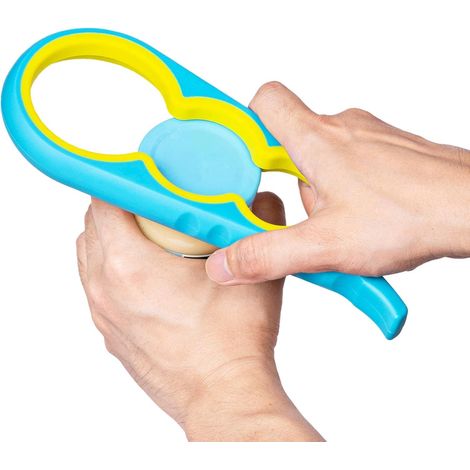 Ouvre boîte antidérapant quatre en un pour seniors et enfants mains faibles outil de cuisine coloré pour retirer facilement les couvercles (1/5)