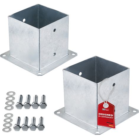 SOTECH Bodenanker zum Aufschrauben Stahl feuerverzinkt optimal für Garten oder Terrasse, Pfostenträger für Vierkantholz (Vierkant 140 x 140 mm) 152 mm Höhe, 2 Stück