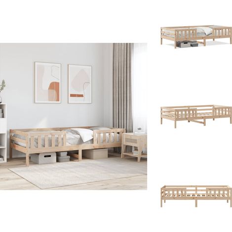 Massivholzbett ohne Matratze 75x190 cm Kiefernholz - Massivholzbette - Holzbettfassungen - Kiefernbett - Doppelbett - Lattenrost (1/5)