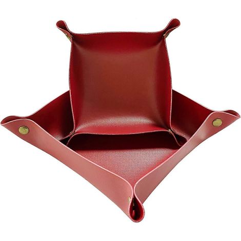 Lot de 2 vide-poches en cuir : organiseur de table de chevet, de bureau ou de commode, boîte à bijoux pour clés, monnaie et portefeuille. (1/5)