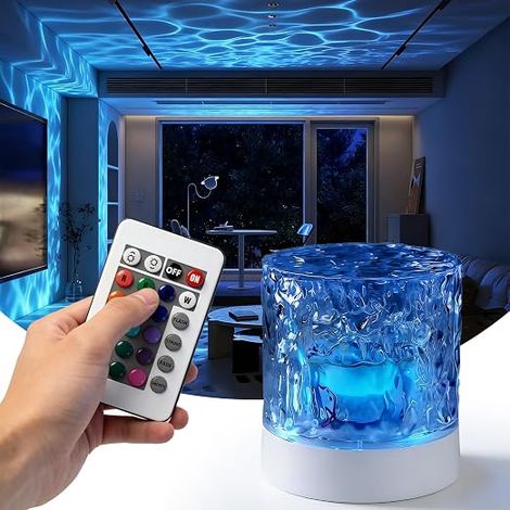 Starry Sky Projector, 16 Colours Crystal Cube Lamp with USB Remote Control, Water Wave Projection Night Light for Bedroom Decoration and Gift (Cylindrical Shape) (1/5)
