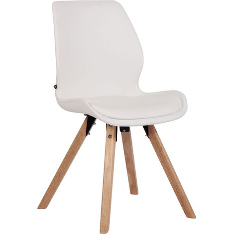 Chaise de salle à manger x1 design scandinave en PVC blanc et pieds en bois carrés clair 100002298