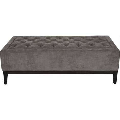 Theodore Buttoned XL Ottoman - Wood/Foam/Poly/Metal - L75 x W140 x H48 cm - Grey