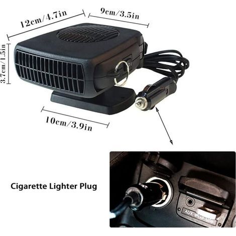 Chauffage de voiture 12 V 150 W, Chauffage et désembuage rapides, Se branche sur l'allume-cigare, Orientable à 360° et détachable, Ventilateur portable 2-en-1 pour pare-brise (Chauffage/Refroidissemen (1/3)