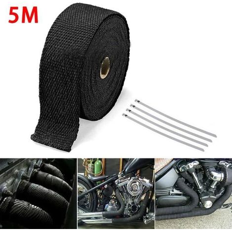 Pièces Auto,Collecteur d'échappement en Fiber de verre,rouleau noir de 5M,bande thermo-enveloppante,isolation - Type vert militaire (1/4)
