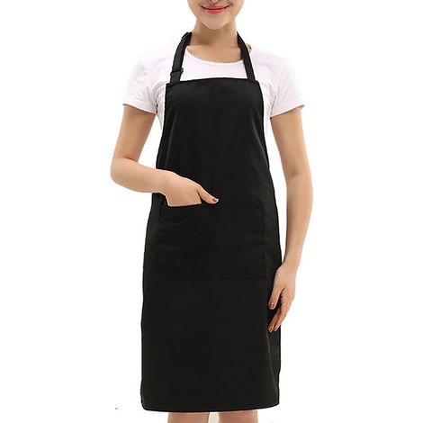 Tablier de travail unisexe noir pour café, restaurant, serveur, cuisine, pratique et résistant. (1/5)