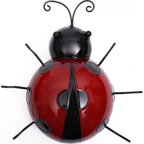 Lot de 6 coccinelles en fer, animaux en métal, décoration murale à suspendre, intérieur et extérieur, jardin, décoration d'intérieur, 16 cm (1/4)