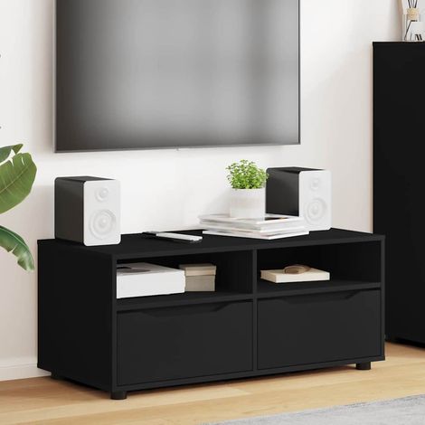 vidaXL Meuble TV avec tiroir Noir 100 x 48 x 43 cm Bois d'ingénierie (1/5)
