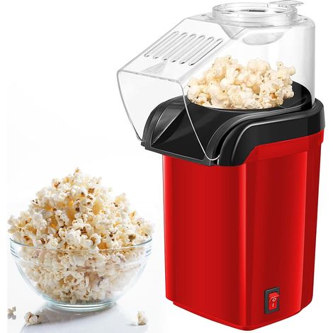 Machine A Pop Corn,1200W 220V Machine À Popcorn Électrique,Machine A Pop-Corn A Air Chaud,Mini Machine À Pop-Corn Pour Home Cinéma,Soirées Cinéma,Fêtes,Rouge,3 Minutes (1/5)