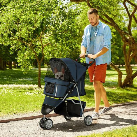 Cage de transport pliable pour animaux de compagnie, pour chien/chat, avec porte-gobelet, en acier Oxford 600D, 75 x 45 x 97 cm, bleu foncé (1/5)