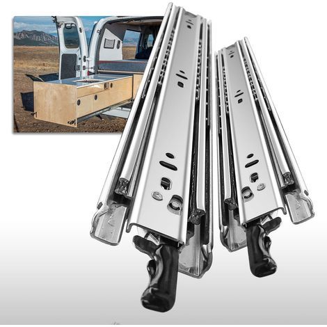 Heavy Duty Drawer Slides with Lock, Full Extension, 12, 14, 16, 18, 20, 22, 24, 26, 28, 30, 32, 34, 36, 38, 40 Inch, Locking Ball Bearing, Side Mount, Cabinet Slides, 150lb Load Capacity (16 Inch, 1 P