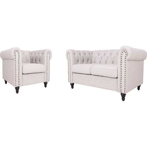 Upholstered Armchair with Nailhead Trim Set of 2 - Light Grey (1/5)