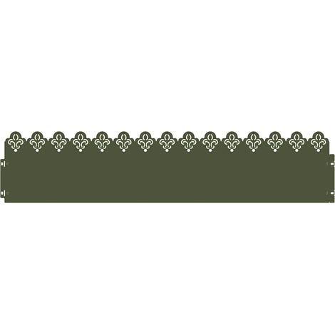 Bordure per prato 10 pcs Verde oliva 103 x 0,05 x 22 cm Acciaio vidaXL