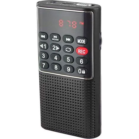 Petite radio portable, mini radio portable rechargeable avec fonction d'enregistrement, noir (1/5)
