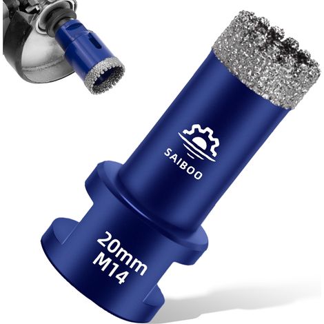 Forets Carrelage Diamant 20mm Scie Cloche Diamantée Brasé Sous Vide et Trépans avec Filetage M14 pour Granit Carrelage Porcelaine Céramique Marbre, pour Meuleuse d'angle (1/5)