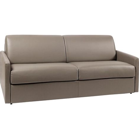Canapé 4 places convertible express en simili taupe avec assise mémoire de forme - Couchage 160 cm - Matelas 14 cm CALIFE (1/2)