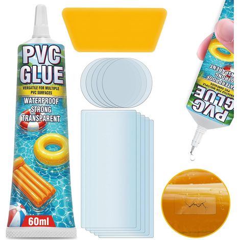 Kit Reparation Piscine avec Rustine Piscine Transparente, Colle PVC pour Reparation Liner Piscine, Matelas Gonflable, Spa Gonflable, Bouée, Bateau Pneumatique et Piscine Hors Sol (1/5)