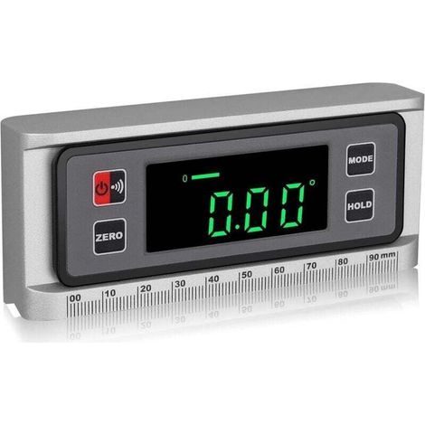 Digitaler Neigungsmesser mit Skala, 4 x 90°-Wasserwaagen-Koffer mit magnetischer V-Nut-Basis, wasserdichter LED-Winkelmesser, Winkelmesser, Neigungswasserwaage – Crezuo