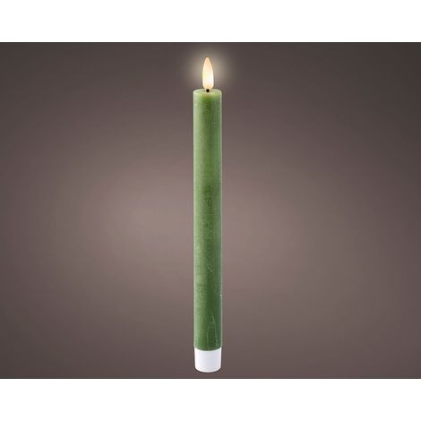 Grüne LED-Wachskerze ø2,20 x 24,50 cm, 2 Stück