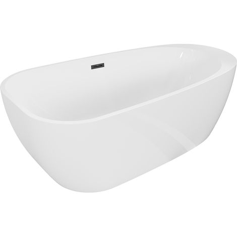 Mexen Giada bañera exenta 170 x 90 cm, blanco brillo, rebosadero negro - 52741709000-70 (1/3)