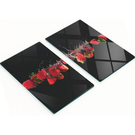 Küchenschneidebretter aus Glas mit Erdbeermotiv, 2 x 30 x 52 cm (1/5)
