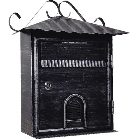 CASSETTA POSTALE 'FIORDALISO' cm 30x10,5x h 36 - argento\nero antico - KASART