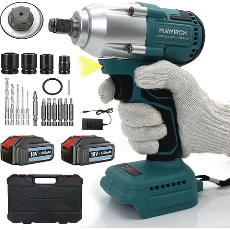 Avvitatore a percussione, trapano a percussione cordless 21V, ruota agli ioni di litio a velocità variabile + 6 punte + 1 batterie caricabatterie 3000mAh, compatibile con le batterie Makita.