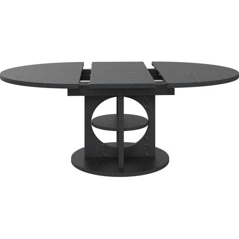 Tavolo da pranzo allungabile con contenitore 110-150 cm effetto legno nero MDF e metallo (1/5)