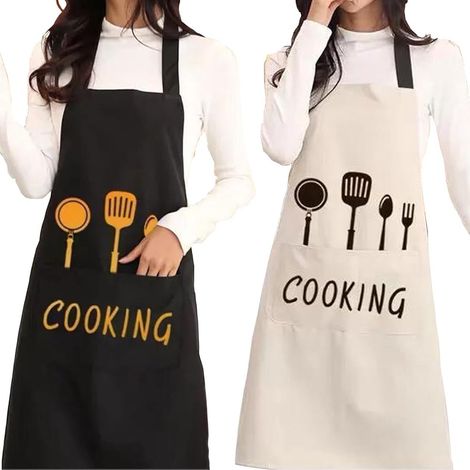 Set di 2 grembiuli da cucina per donna, grembiule impermeabile con tasca e tessuto lavabile, grembiule da giardinaggio per uomo e donna, ideale per cucinare, preparare dolci e per chef, impermeabile e (1/5)